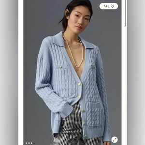 Anthropologie Light Blue Cable Knit Sweater